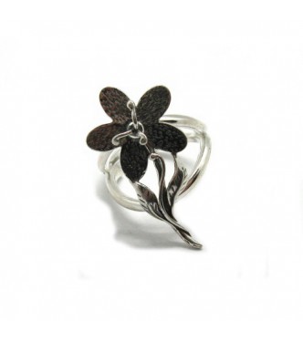 R001901 Genuine sterling silver ring Flower solid hallmarked 925 adjustable size